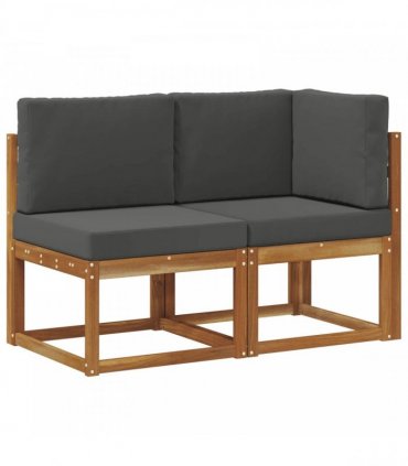 vidaXL Outdoor Middle and Corner Sofa 2 Piece Natural and Anthracite — Model: 1x middle +1x corner