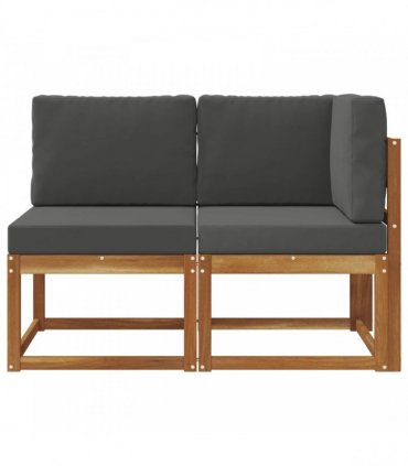vidaXL Outdoor Middle and Corner Sofa 2 Piece Natural and Anthracite — Model: 1x middle +1x corner