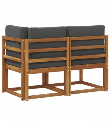 vidaXL Outdoor Middle and Corner Sofa 2 Piece Natural and Anthracite — Model: 1x middle +1x corner
