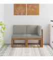 vidaXL Outdoor Middle and Corner Sofa 2 Piece Natural and Light Grey — Model: 1x middle +1x corner