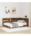 vidaXL Storage Headboard with Shelf Smoked Oak 160 cm Engineered Wood — Size: 160 x 200 cm