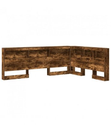 vidaXL Storage Headboard with Shelf Smoked Oak 160 cm Engineered Wood — Size: 160 x 200 cm