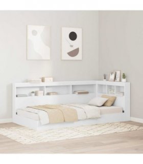 vidaXL Storage Headboard with Shelf White 100 cm Engineered Wood — Size: 100 x 200 cm