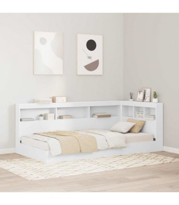 vidaXL Storage Headboard with Shelf White 100 cm Engineered Wood — Size: 100 x 200 cm