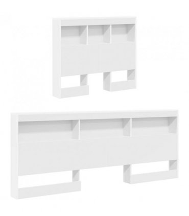 vidaXL Storage Headboard with Shelf White 100 cm Engineered Wood — Size: 100 x 200 cm
