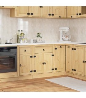 vidaXL Cabinet SKI Honey Brown 60 x 46 x 81.5 cm Solid Pine Wood — Model: Base cabinet with doors & drawer