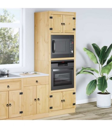 vidaXL Cabinet SKI Honey Brown 66 x 58 x 207 cm Solid Pine Wood — Model: Microwave cabinet