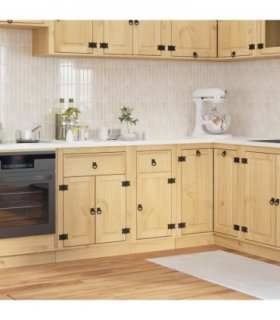 vidaXL Cabinet SKI Honey Brown 40 x 46 x 81.5 cm Solid Pine Wood — Model: Base cabinet with door & drawer