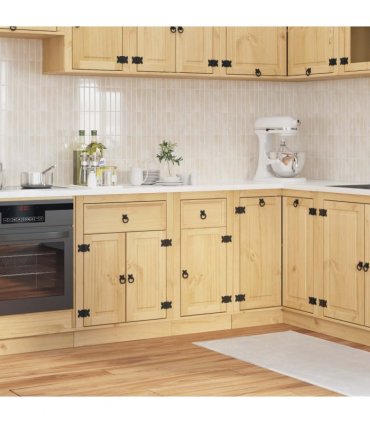 vidaXL Cabinet SKI Honey Brown 40 x 46 x 81.5 cm Solid Pine Wood — Model: Base cabinet with door & drawer
