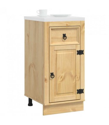vidaXL Cabinet SKI Honey Brown 40 x 46 x 81.5 cm Solid Pine Wood — Model: Base cabinet with door & drawer