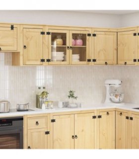 vidaXL Cabinet SKI Honey Brown 80 x 32 x 60 cm Solid Pine Wood — Model: Wall cabinet with glass doors