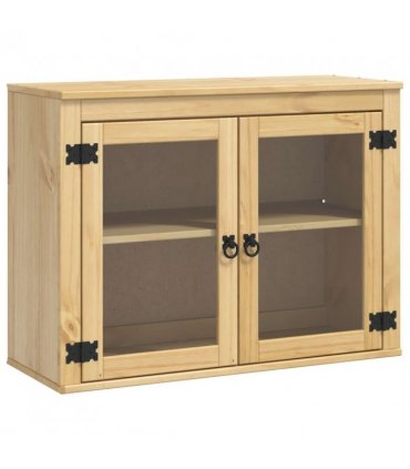 vidaXL Cabinet SKI Honey Brown 80 x 32 x 60 cm Solid Pine Wood — Model: Wall cabinet with glass doors