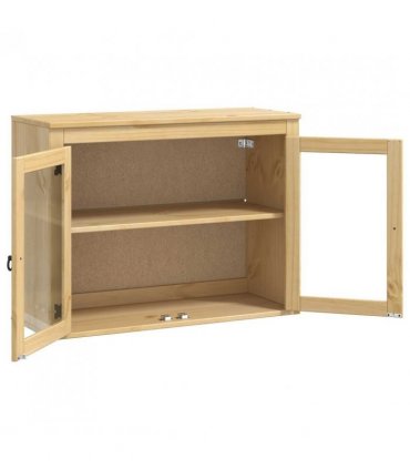 vidaXL Cabinet SKI Honey Brown 80 x 32 x 60 cm Solid Pine Wood — Model: Wall cabinet with glass doors