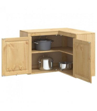vidaXL Cabinet SKI Honey Brown 80 x 80 x 60 cm Solid Pine Wood — Model: Corner wall cabinet