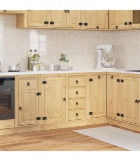 vidaXL Cabinet SKI Honey Brown 80 x 46 x 81 cm Solid Pine Wood — Model: Base cabinet with door & drawers