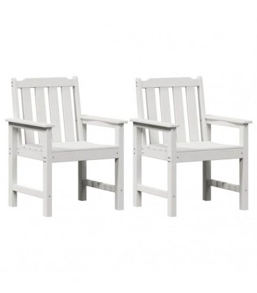 vidaXL Garden Dining Chair 2 pcs White 65.5 x 59 x 88 cm HDPE