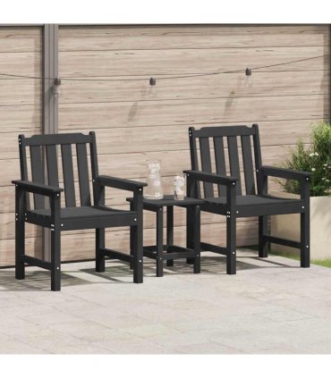 vidaXL Garden Dining Chair 2 pcs Black 65.5 x 59 x 88 cm HDPE