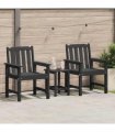 vidaXL Garden Dining Chair 2 pcs Black 65.5 x 59 x 88 cm HDPE