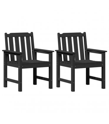 vidaXL Garden Dining Chair 2 pcs Black 65.5 x 59 x 88 cm HDPE