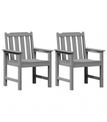 vidaXL Garden Dining Chair 2 pcs Light Grey 65.5 x 59 x 88 cm HDPE