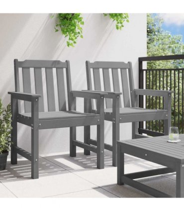 vidaXL Garden Dining Chair 2 pcs Light Grey 65.5 x 59 x 88 cm HDPE