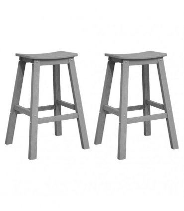 vidaXL Bar Stool 2 pcs Light Grey 52 x 43 x 73.5 cm HDPE