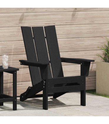 vidaXL Folding Adirondack Chair Black 80.5 x 74.5 x 92 cm HDPE