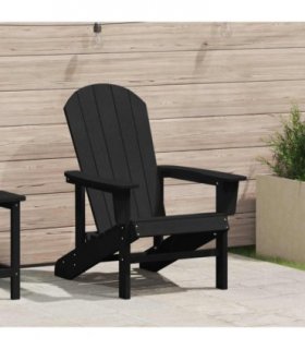 vidaXL Adirondack Chair Black 82 x 74 x 92 cm HDPE — Model: without footrest