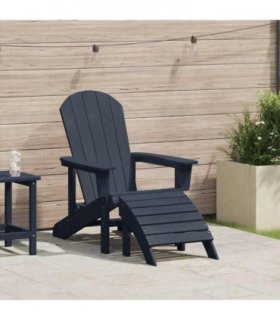vidaXL Adirondack Chair Navy Blue 82 x 74 x 92 cm HDPE — Model: with footrest