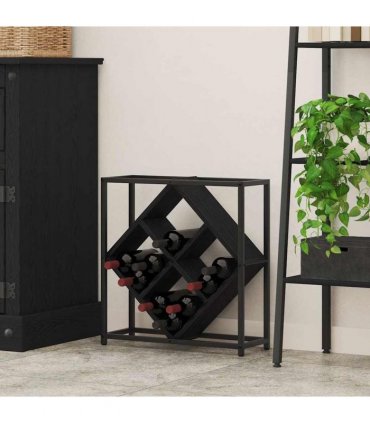 vidaXL Wine Rack Black Oak 51 x 18 x 52.5 cm Engineered Wood