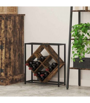 vidaXL Wine Rack Smoked Oak 51 x 18 x 52.5 cm Engineered Wood