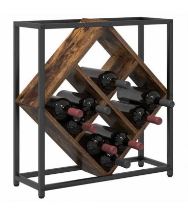 vidaXL Wine Rack Smoked Oak 51 x 18 x 52.5 cm Engineered Wood