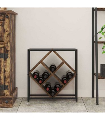 vidaXL Wine Rack Smoked Oak 51 x 18 x 52.5 cm Engineered Wood