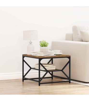 vidaXL Coffee Table Old Wood 51 x 50 x 40 cm Engineered Wood and Steel