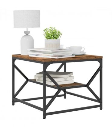 vidaXL Coffee Table Old Wood 51 x 50 x 40 cm Engineered Wood and Steel