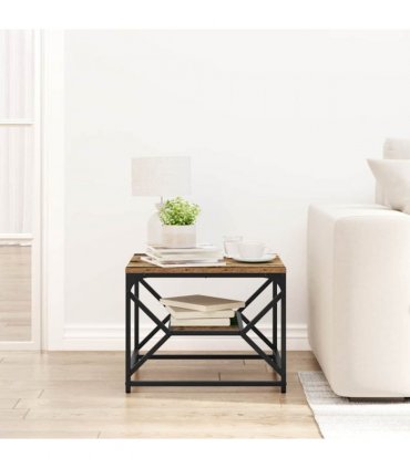 vidaXL Coffee Table Old Wood 51 x 50 x 40 cm Engineered Wood and Steel