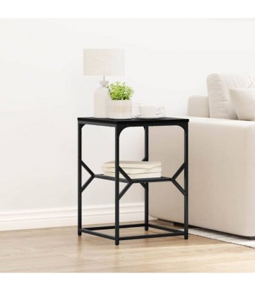 vidaXL Side Table Black Oak 41 x 40 x 60 cm Engineered Wood and Steel