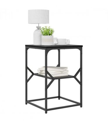 vidaXL Side Table Black Oak 41 x 40 x 60 cm Engineered Wood and Steel