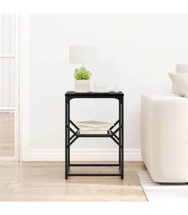 vidaXL Side Table Black Oak 41 x 40 x 60 cm Engineered Wood and Steel