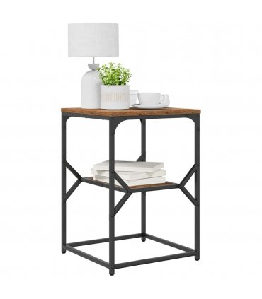 vidaXL Side Table Old Wood 41 x 40 x 60 cm Engineered Wood and Steel