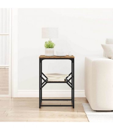 vidaXL Side Table Old Wood 41 x 40 x 60 cm Engineered Wood and Steel