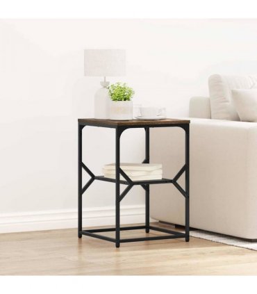 vidaXL Side Table Smoked Oak 41 x 40 x 60 cm Engineered Wood and Steel
