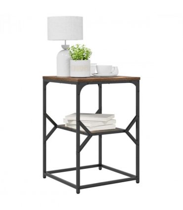 vidaXL Side Table Smoked Oak 41 x 40 x 60 cm Engineered Wood and Steel