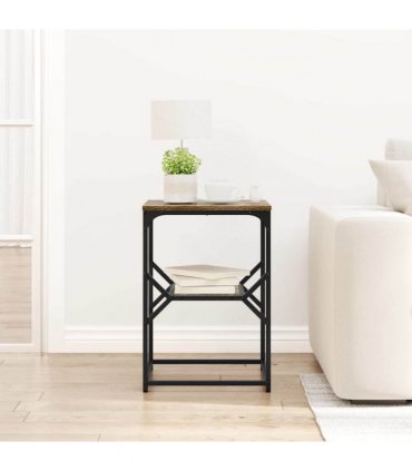 vidaXL Side Table Smoked Oak 41 x 40 x 60 cm Engineered Wood and Steel