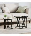 vidaXL Side Table 2 pcs Black Oak Engineered Wood and Steel
