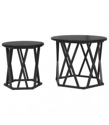 vidaXL Side Table 2 pcs Black Oak Engineered Wood and Steel