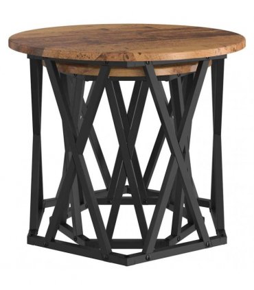 vidaXL Side Table 2 pcs Reclaimed Wood Engineered Wood and Steel