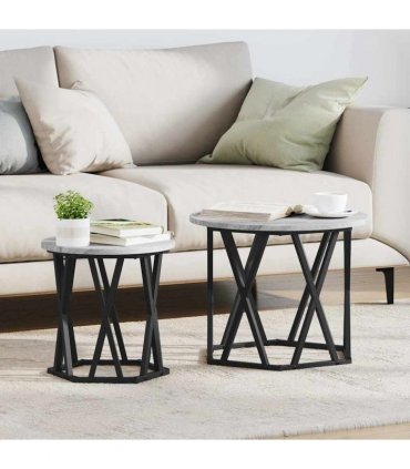 vidaXL Side Table 2 pcs Grey Sonoma Engineered Wood and Steel