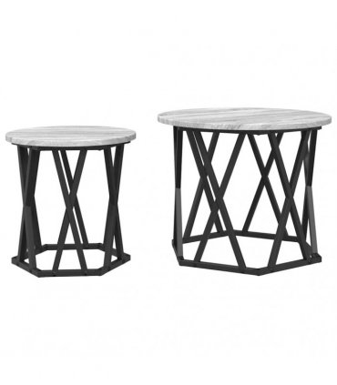 vidaXL Side Table 2 pcs Grey Sonoma Engineered Wood and Steel