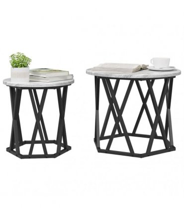 vidaXL Side Table 2 pcs Grey Sonoma Engineered Wood and Steel